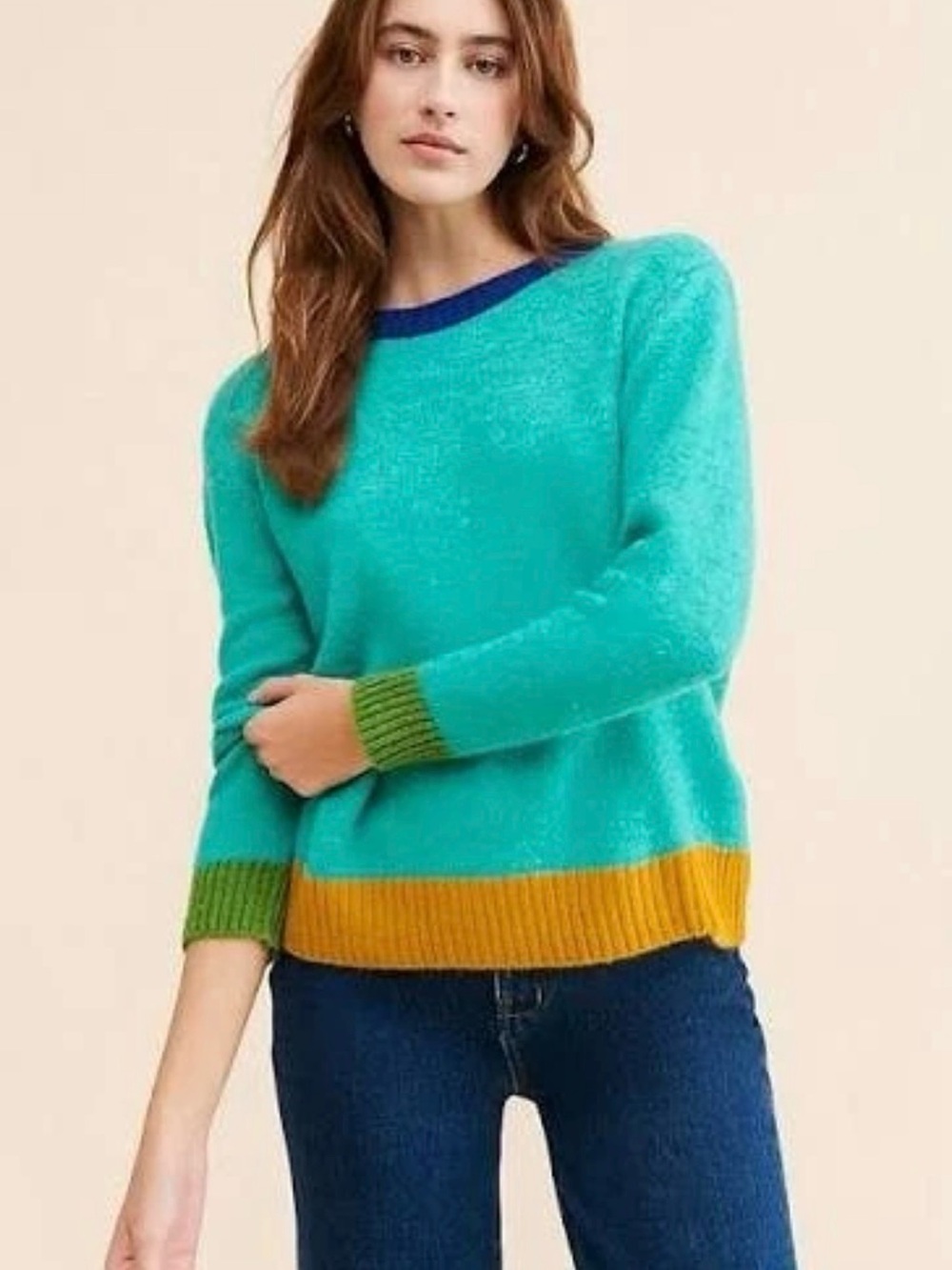 Anthropologie Dr Bloom Funky knit Sweater colorblock sz XS
